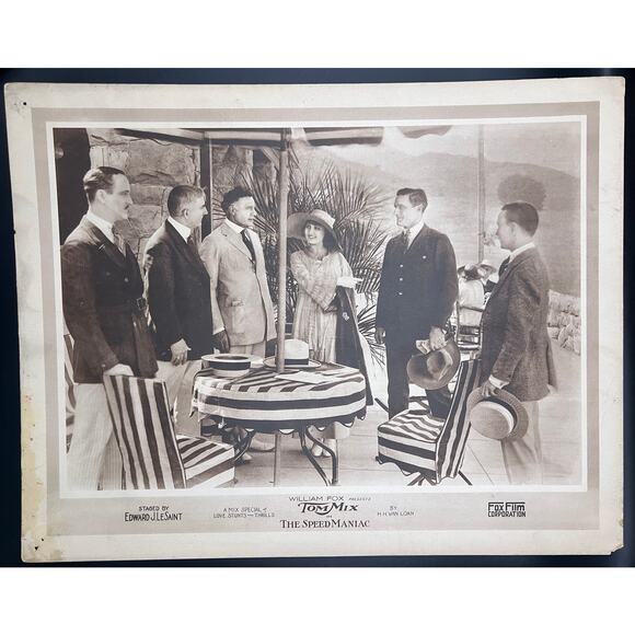RARE 1919 The Speed Maniac Lobby Card Tom Mix Lost Western Silent Movie Cowboy - Picture 1 of 3